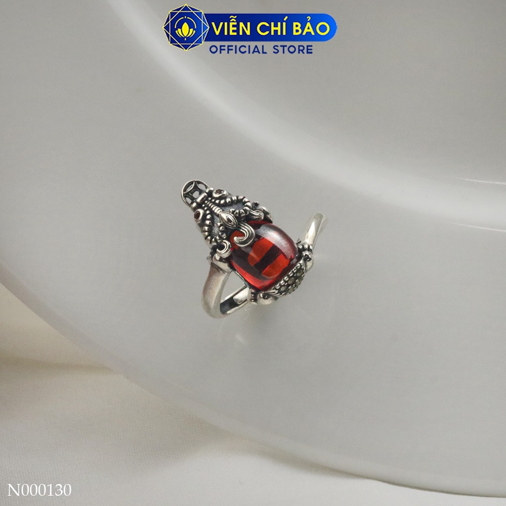 Nhẫn bạc nữ tỳ hưu kim tiền đá đỏ mới chất liệu bạc 925 thời trang phụ kiện trang sức Viễn Chí Bảo N000130