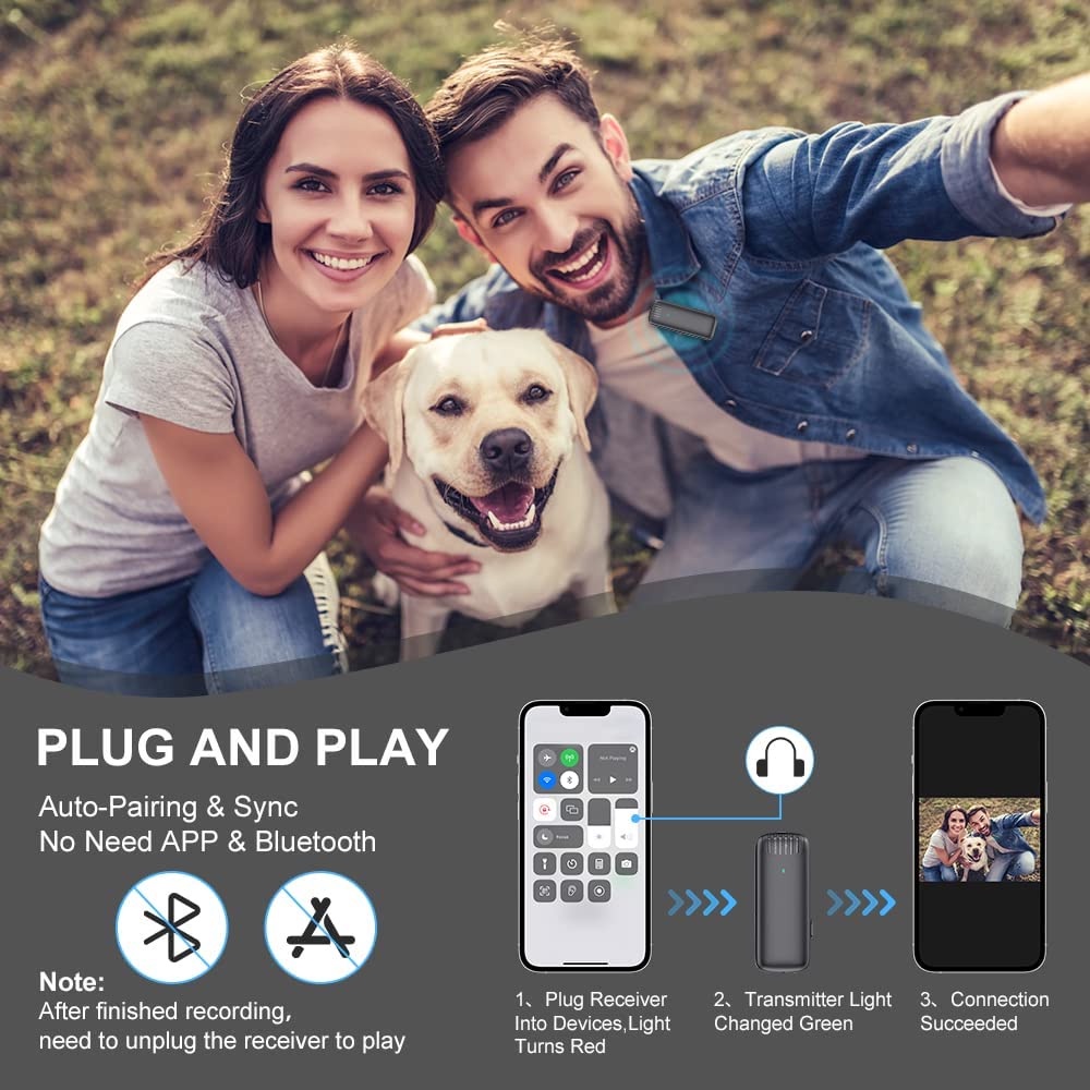 Mic thu âm không dây Micro không dây với hộp sạc mini mic livestream  2.4GHz micro không dây cài áo micro thu âm