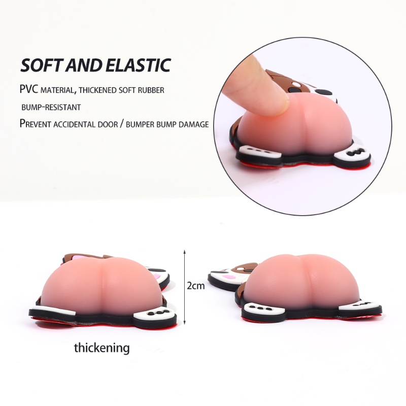 Bộ 2 Miếng Dán Cao Su PVC Mềm Tự Dính Chống Va Chạm Hình Động Vật Hoạt Hình 3D Trang Trí Xe Hơi