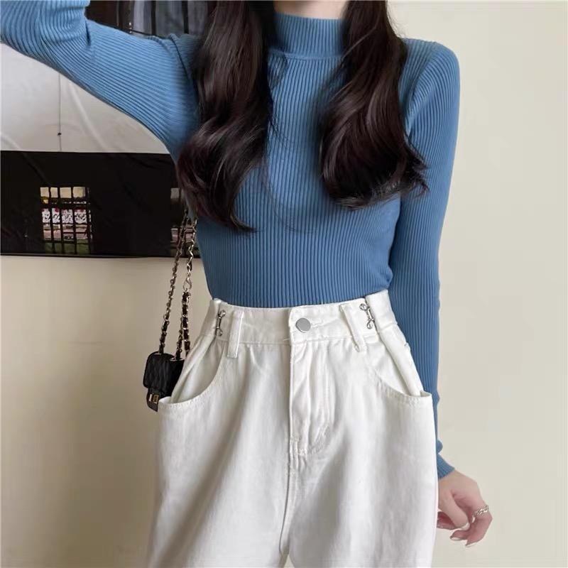 Áo len nữ Quảng Châu cổ 3p nữ siêu mềm thiết kế ôm tôn dáng freesize MS088