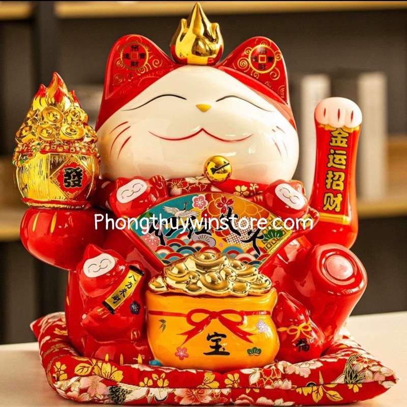mèo thần tài vẩy tay may mẵn size 29cm ( Tấn Tài Tấn Lộc )
