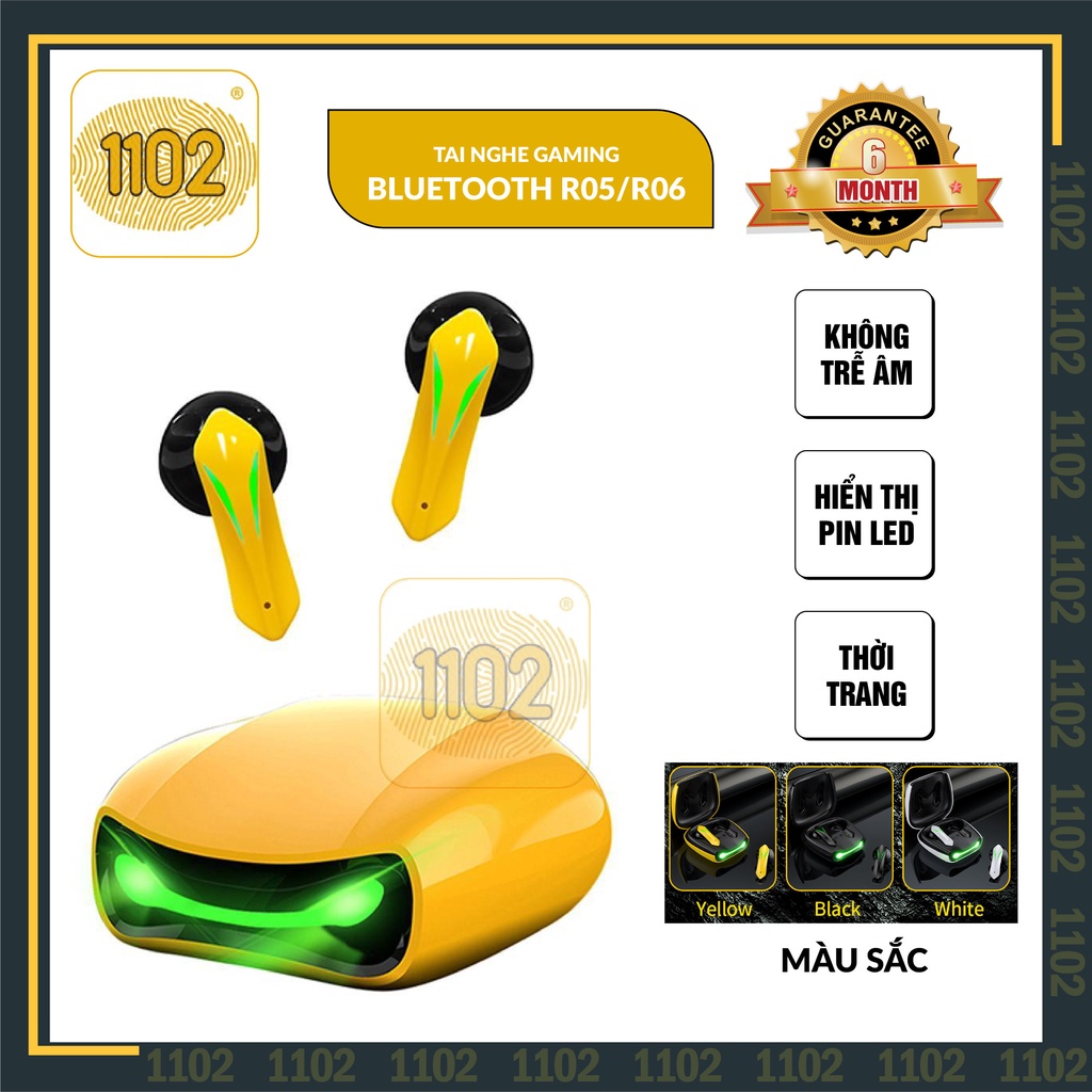 Tai Nghe Gaming Bluetooth R05/R06 - Kiểu Dáng Đẹp, Hiển Thị Pin Led, Ko Trễ Âm - Bảo Hành 6 Tháng