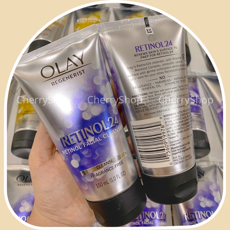 Sữa Rửa Mặt Dạng Kem Olay Retinol 24 Facial Cleanser Fragrance Free (150ml)