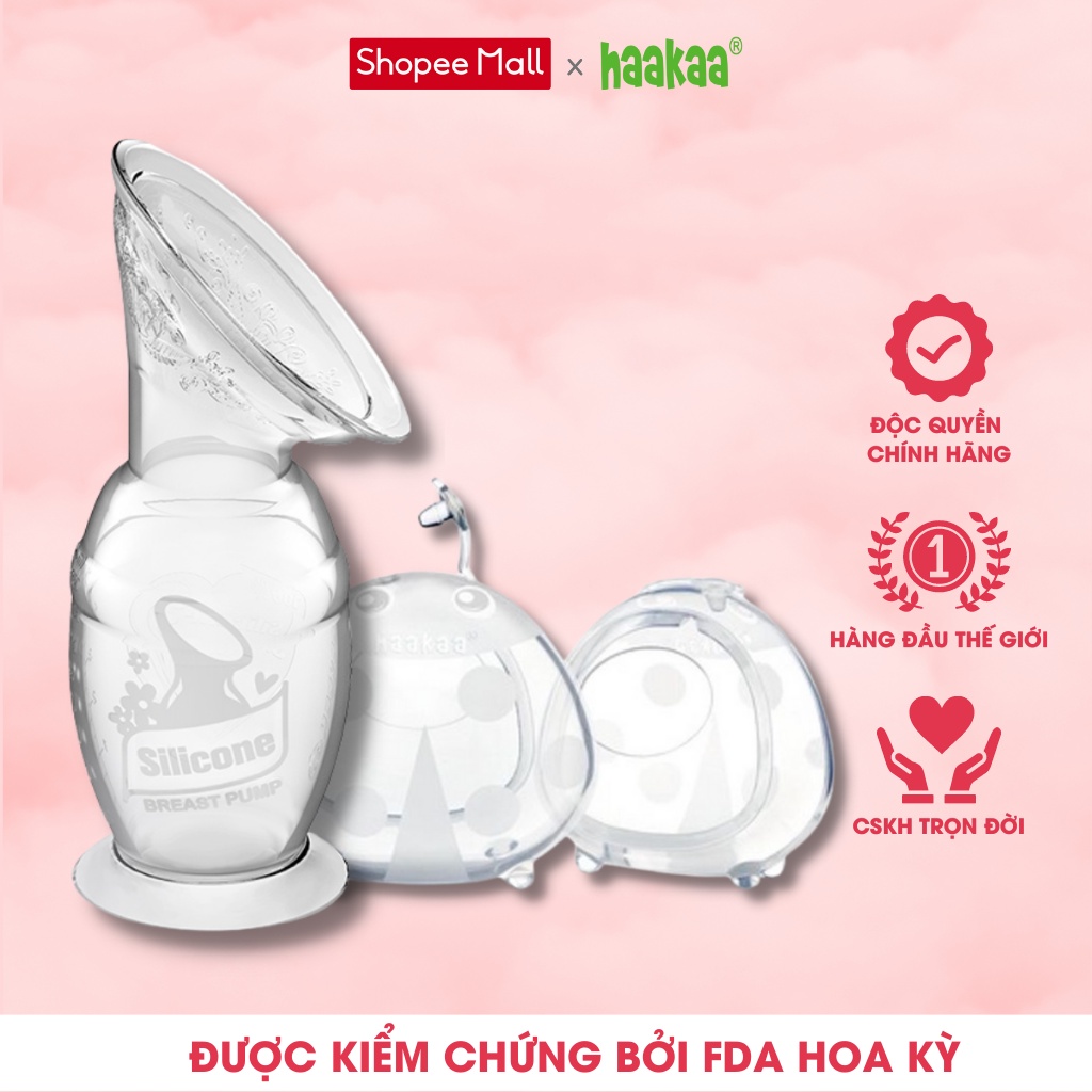  Combo Cốc hứng sữa Gen.2 100/150ml và Bộ 2 Miếng lót hứng sữa silicon Haakaa 75ml