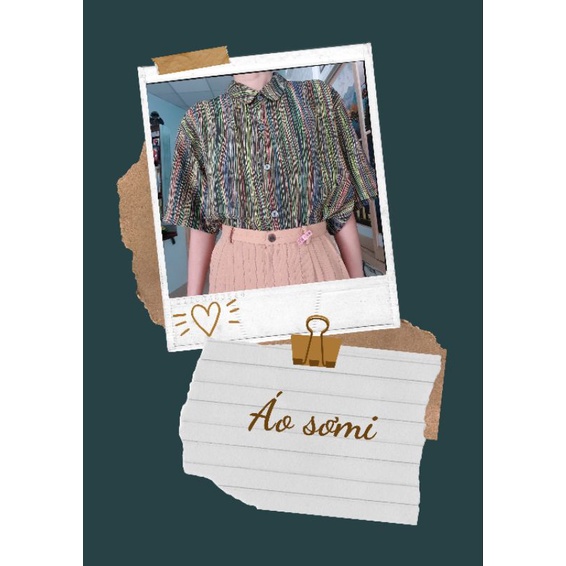 Áo sơmi họa tiết vintage, chất xô lụa, hàng si Nhật