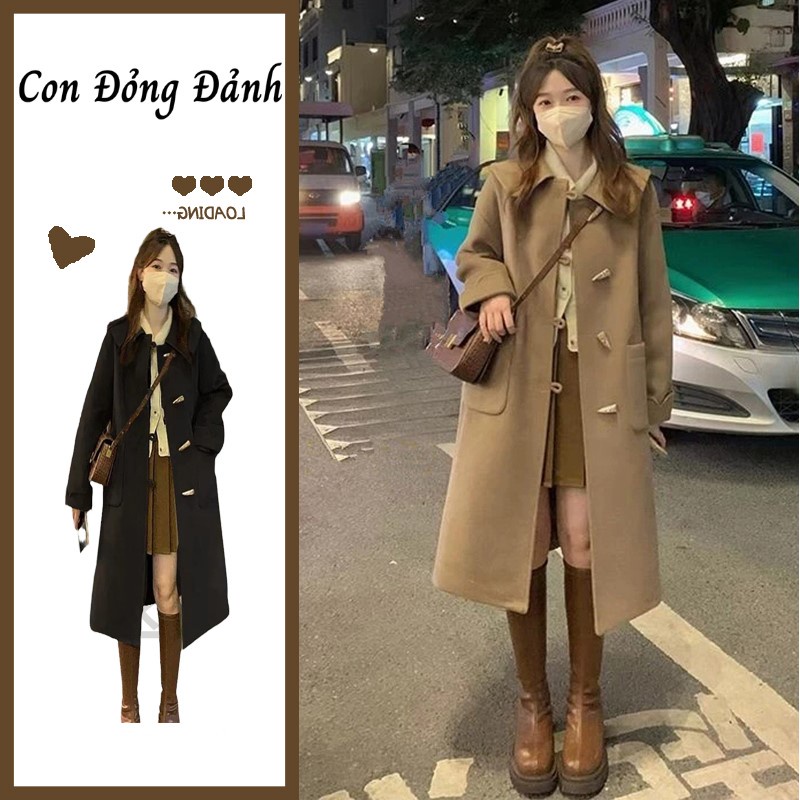 Áo Khoác Dạ Nữ Cúc Sừng Dáng Dài - Áo khoác mùa đông nữ AO010 Con Đỏng Đảnh