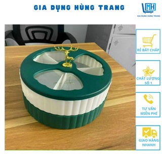 Khay mứt tết - Khay đựng bánh kẹo tết 2022 con hươu 2 tầng