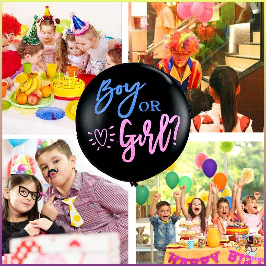Tiết lộ giới tính Bóng bay hoa giấy 36" cao su đen cho bé trai hoặc gái có màu hồng