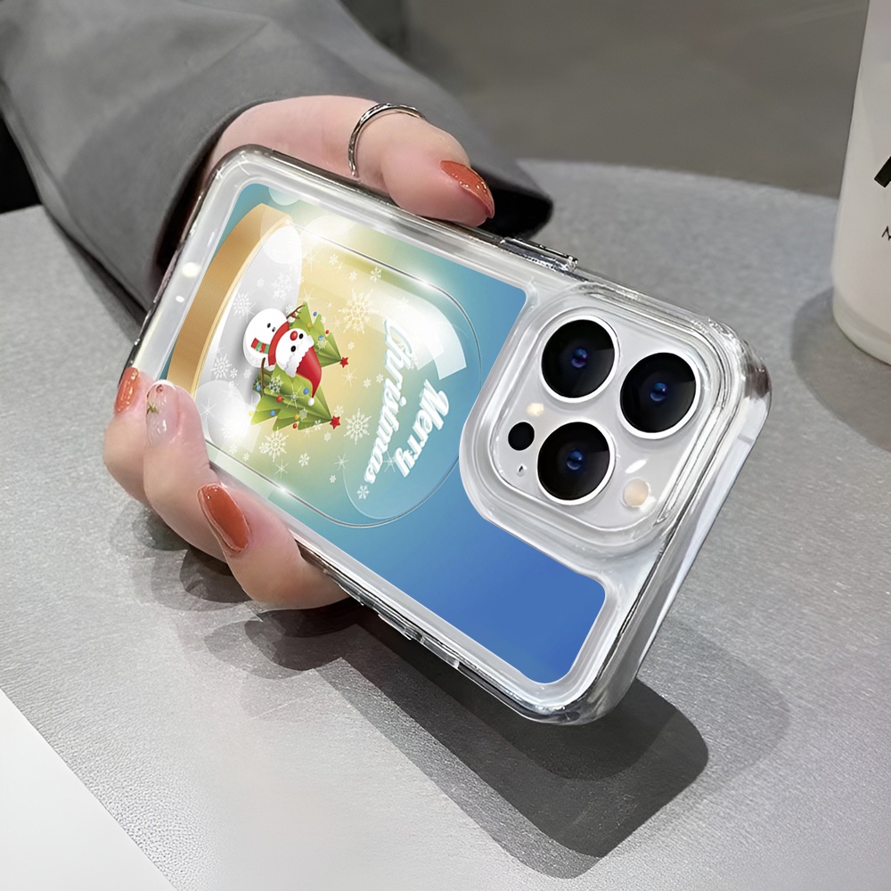 Ốp Điện Thoại Trong Suốt Họa Tiết Giáng Sinh Cho iphone 14promax 11 13 12 7Plus X XS Max