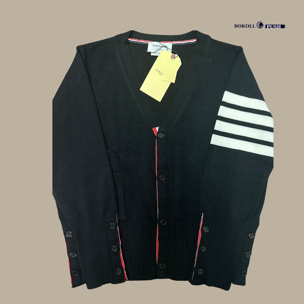 Áo khoác cardigan THOMBROWNE 4 sọc dệt kim toan thân dáng dài form rộng dày dặn bản trung cấp danh cho các cặp đôi | BigBuy360 - bigbuy360.vn