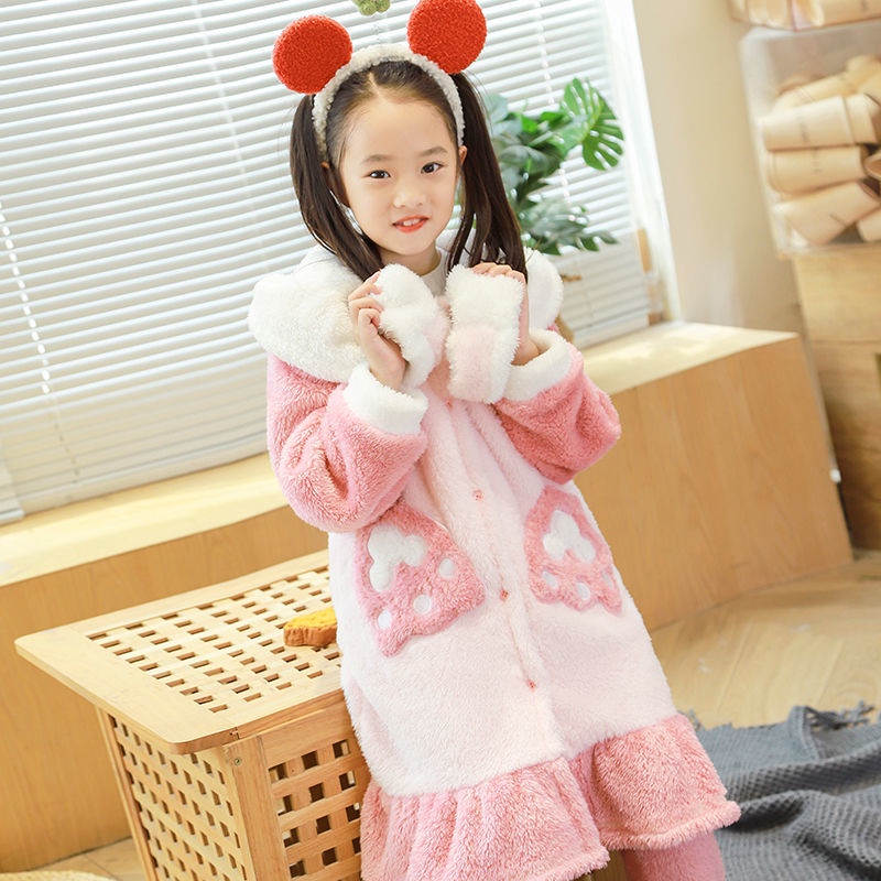 Áo Choàng Ngủ Bằng Nhung Dày Dặn Cho Bé Gái 11.30