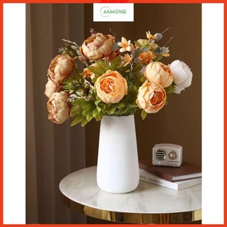 Cành mẫu đơn Peony Châu Âu trang trí- hoa lụa MĐ1108