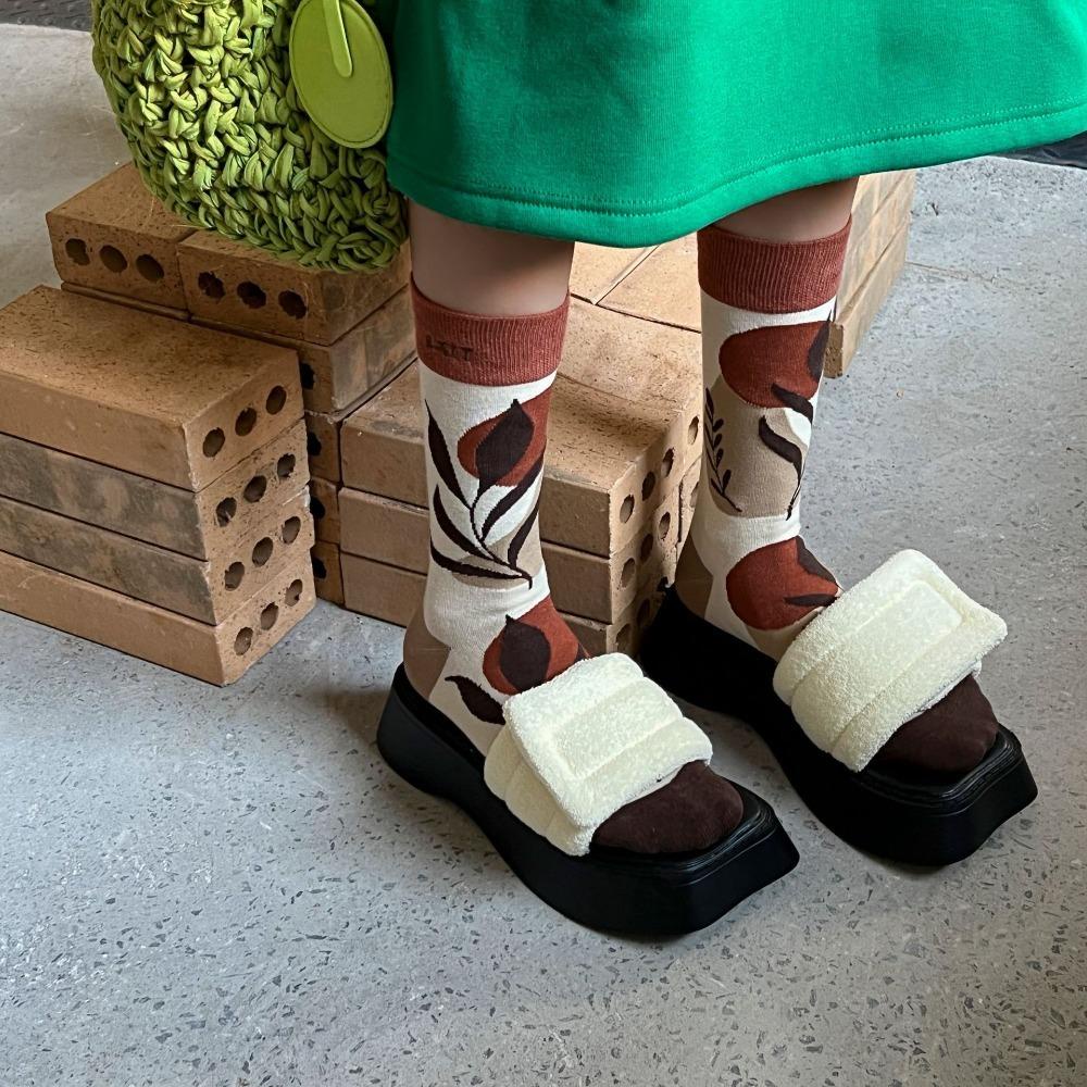 AROMA Vớ Ống Trung Bình Mềm Mại Thoải Mái Giữ Ấm Mùa Đông In Chữ Phong Cách Harajuku Cổ Điển