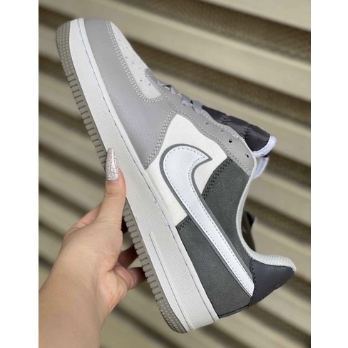 Giày thể thao tăng chiều cao air force 1 xám da lộn phiên bản cao cấp giày Sneaker af1 smoke grey xám
