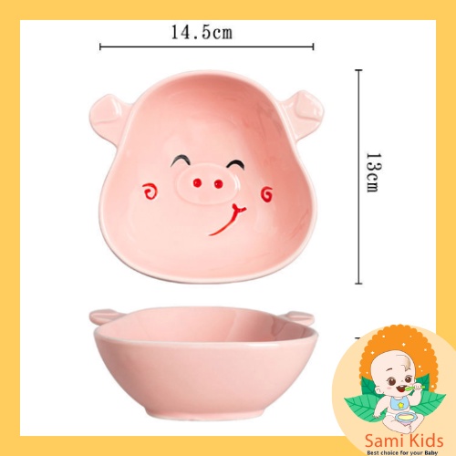 Bát sứ ăn dặm hình thú 200ml cho bé, tô chén gốm sứ ăn cơm cho trẻ em SAMI KIDS