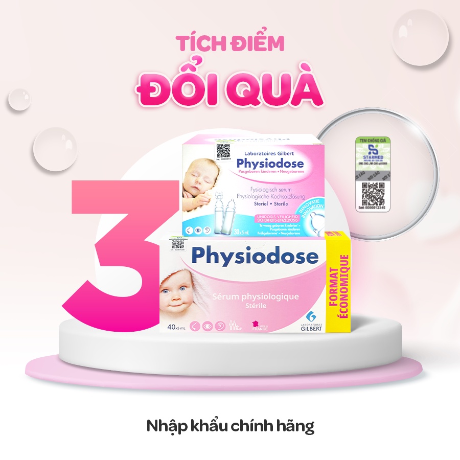 [QUÀ TẶNG KHÔNG BÁN] Combo 5 Ống Nước Muối Sinh Lý Physiodose Và 5 Gói Gạc Dr.Papie