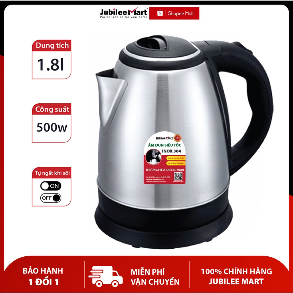 [HÀNG VIỆT NAM] ẤM SIÊU TỐC INOX 1.8L CAO CẤP ĐUN NƯỚC CHÍN ĐẠT CHUẨN AST677 - BẢO HÀNH 12 THÁNG