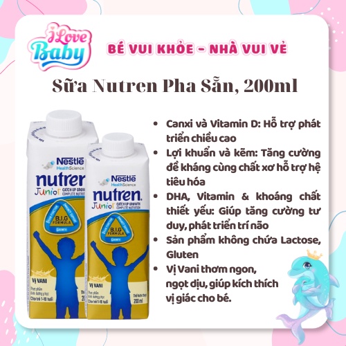 (DATE T10/2024) Sữa Nutren Junior Pha Sẵn 200ml, 24 hôp/thùng (Trẻ từ 1-10 tuổi)