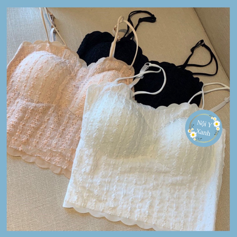 Áo Lót Lụa Hai Dây Quấn Ngực Thời Trang Quyến Rũ Cho Nữ nội y xanh, chất đẹp, deal tốt