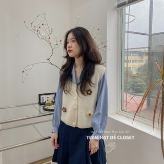 Áo ghi lê hoa cúc chất len mịn🌸