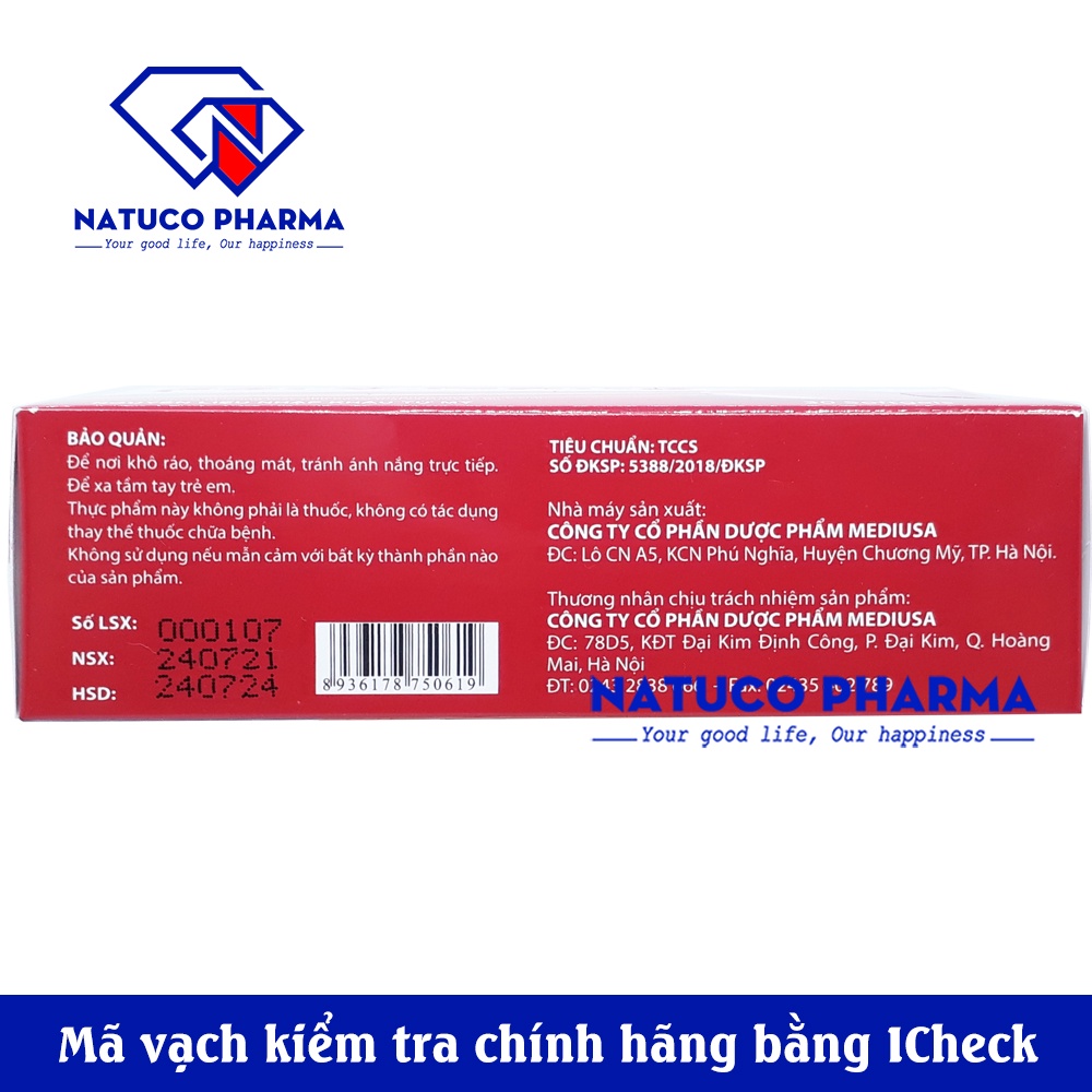 Viên uống Bổ máu Fero Nano - Hộp 30 viên dùng 30 ngày-bổ sung Sắt, Acid Folic cho người thiếu máu, phụ nữ mang thai