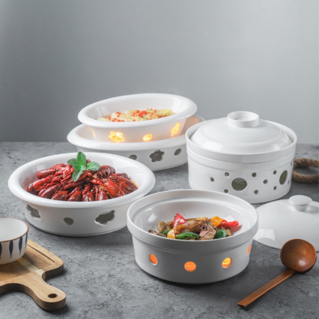 Đĩa Cồn Hâm Giữ Nóng Đồ Ăn/Bếp Đĩa Hình Bầu Dục Size 14 Dài 35cm