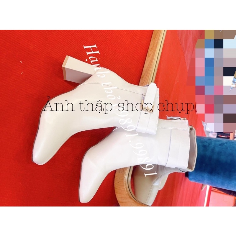 bốt cổ lỡ gót vuông 7 phân