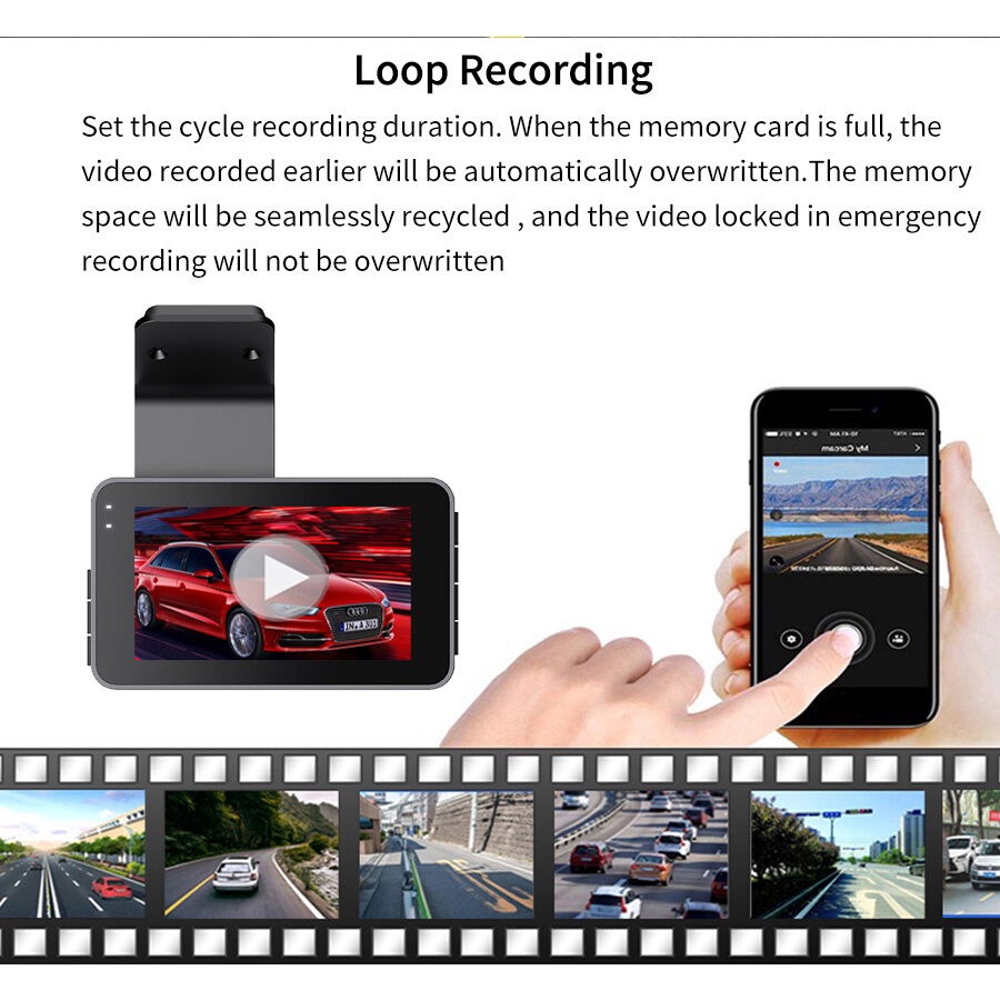 Camera Hành Trình Ô Tô EKLEVA Full HD 1080P Full HD 170°Camera Góc Rộng Cảm Biến G Chất Lượng