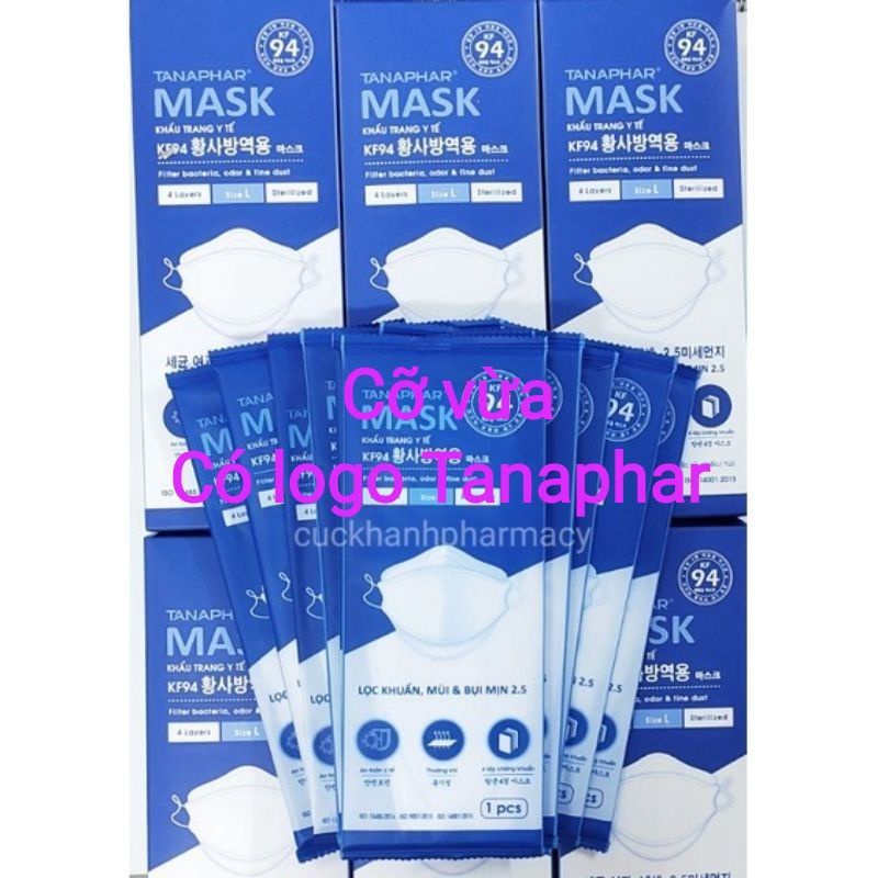 KHẨU TRANG Y TẾ 3D KF94 TANAPHAR, mỗi chiếc 1 túi