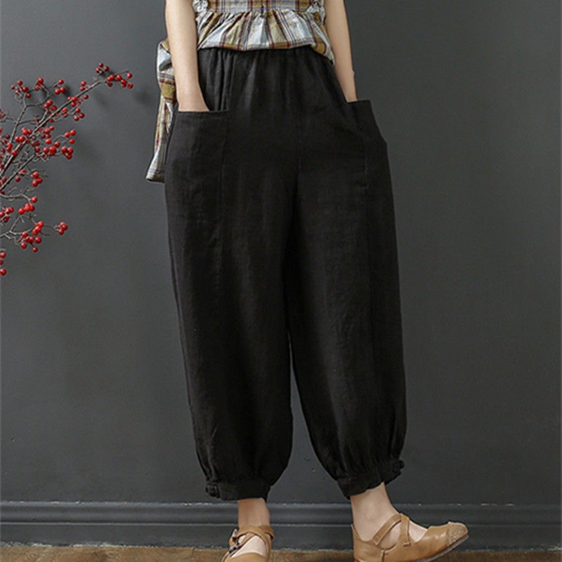Quần Harem Cotton Lanh Dáng Rộng Thoải Mái Thời Trang Mùa Hè Hàng Mới