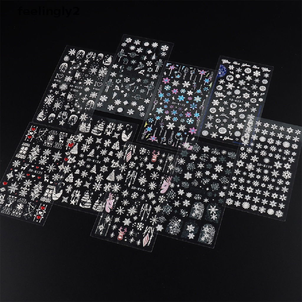 Miếng Dán Trang Trí Móng Tay Tự Dính Họa Tiết Bông Tuyết 5D DIY