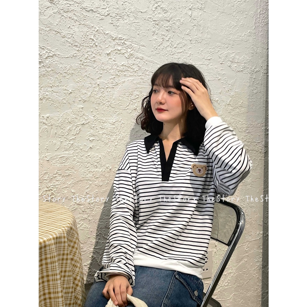 Áo polo kẻ thêu gấu  A2746
