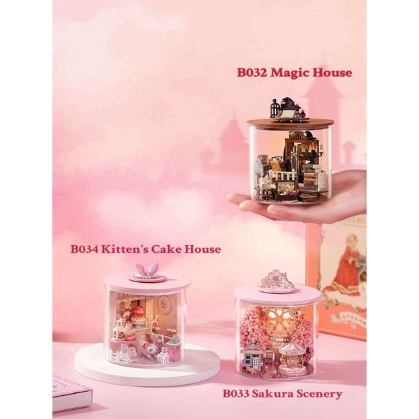 Kèm Mica và keo dán gỗ - Mô hình nhà gỗ lắp ráp búp bê Dollhouse DIY - B032 B033 B034 Dream Bottle