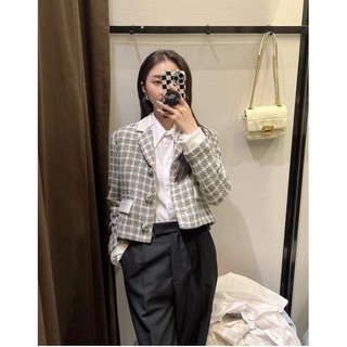 Áo dạ kẻ dáng ngắn zara authentic mã 2743/691