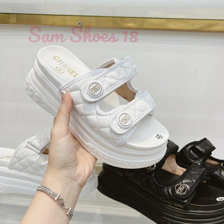 Dép Bánh Mì Nữ Đế Xuồng 7cm Độn Đế Cao, 2 Quai Ngang Khóa Dán, Các Màu Thời Trang Đi Chơi Hot Hàng Đẹp Loại 1 Nhẹ