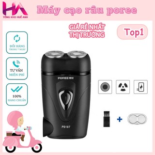 Máy cạo râu nam mini bỏ túi sạc pin poree ps187, thiết kế nhỏ gọn,2 lưỡi cạo cao cấp, chống nước ip68, bảo hành 12 tháng