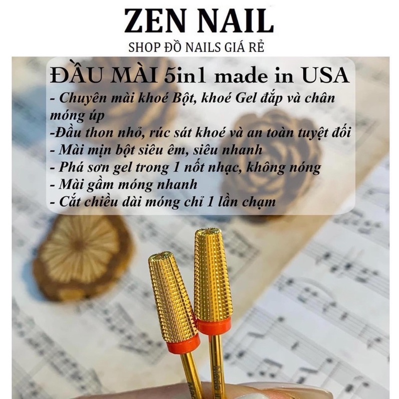 Đầu mài móng Mỹ 5 in 1,đầu mài phá, mịn, khóe , made in USA