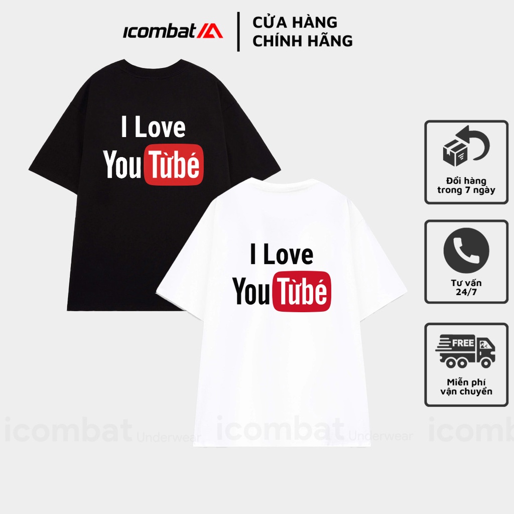 Áo Thun I Love You Từ Bé 100% Cotton Unisex - Đen/Trắng Cổ Tròn