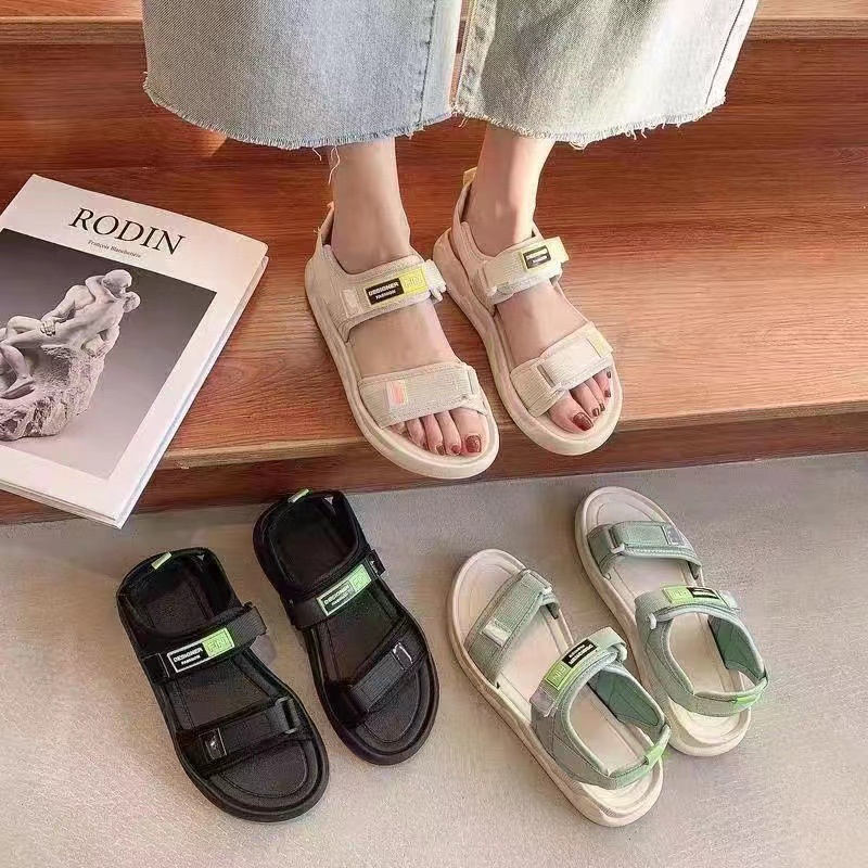 Dép sandals nữ, dép quai hậu quai dù hai quai dán đế bằng dành cho học sinh kiểu dáng Hàn Quốc Hot trend B5