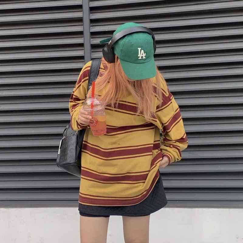 KIM - STRIPED POLO - Áo polo kẻ ngang dài tay