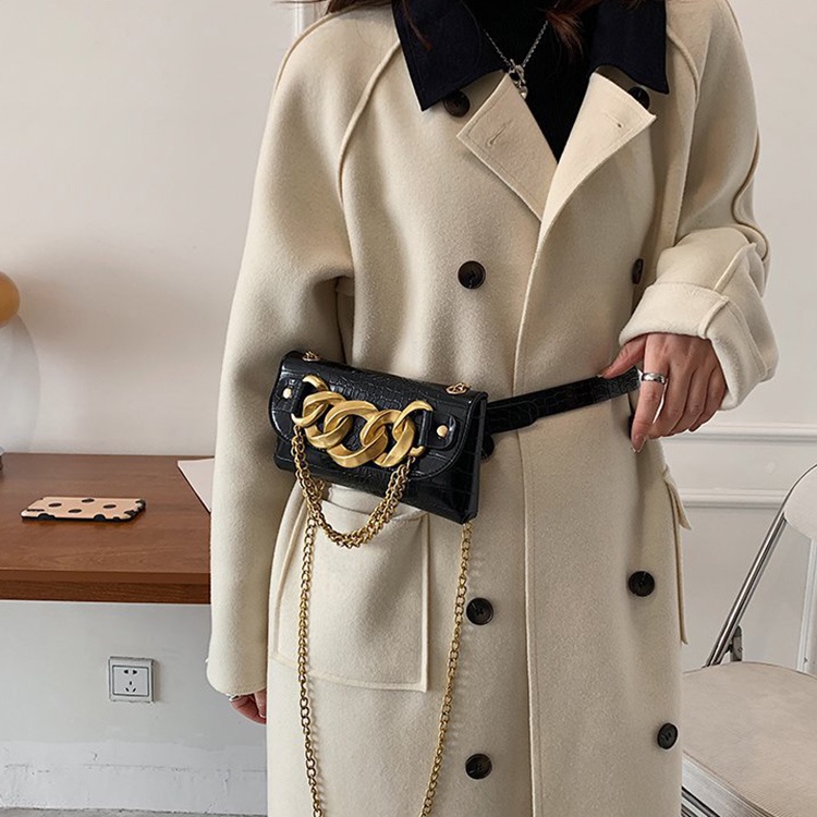 Túi Đeo Chéo mini Hình Vuông Vân Da Cá Sấu Phối Dây Xích Thời Trang Cho Nữ