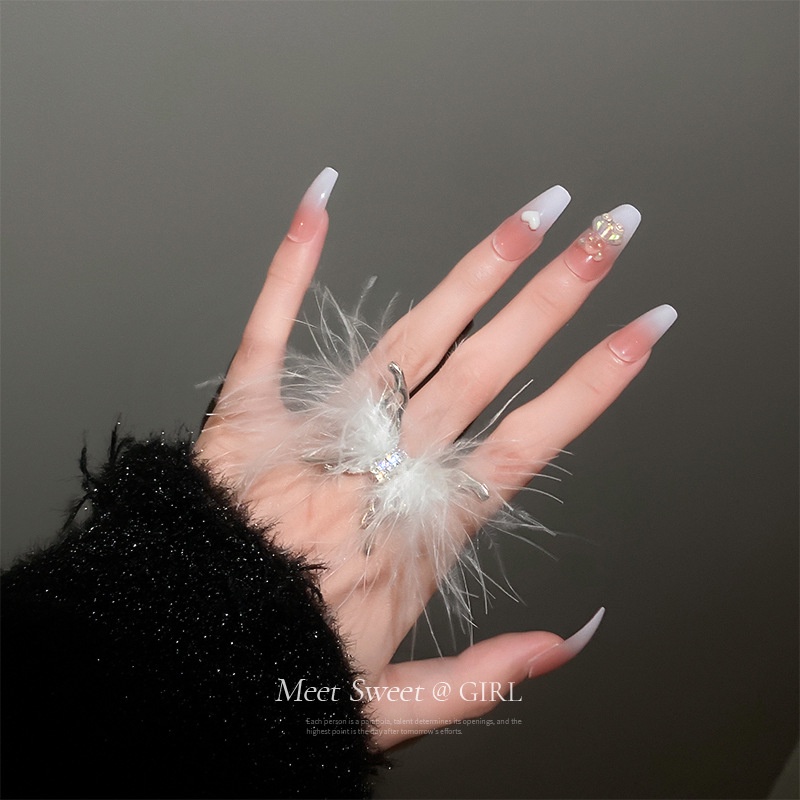 1 Nhẫn Hở Họa Tiết Bướm / Lông Vũ Thời Trang Cá Tính