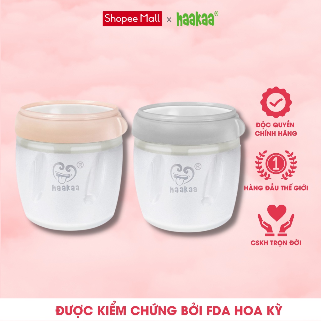 Bình trữ sữa, thức ăn cho bé Gen.3 160ml Haakaa. Chất liệu silicone cao cấp, an toàn. Không chứa BPA, PVC và phthalate