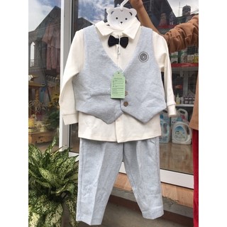 Set gile công tử Goodmama 3 chi tiết chất cotton organic tư 9 tháng
