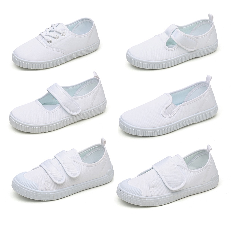 Nhanh Chóng❀Gi y nh y Giày Vải Canvas Màu Trắng Vẽ Tay Cho Bé Trai Bé Gái Mẫu Giáo Biểu Diễn Múa