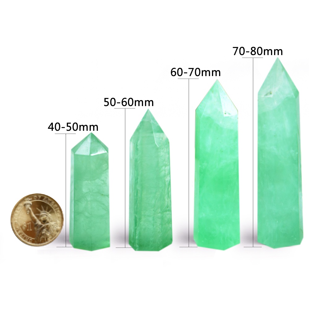 Đá Fluoritemetaphysical 6 Mặt Màu Xanh Lá Tự Nhiên Dùng Trang Trí Bàn Làm Việc Ngoài Trời