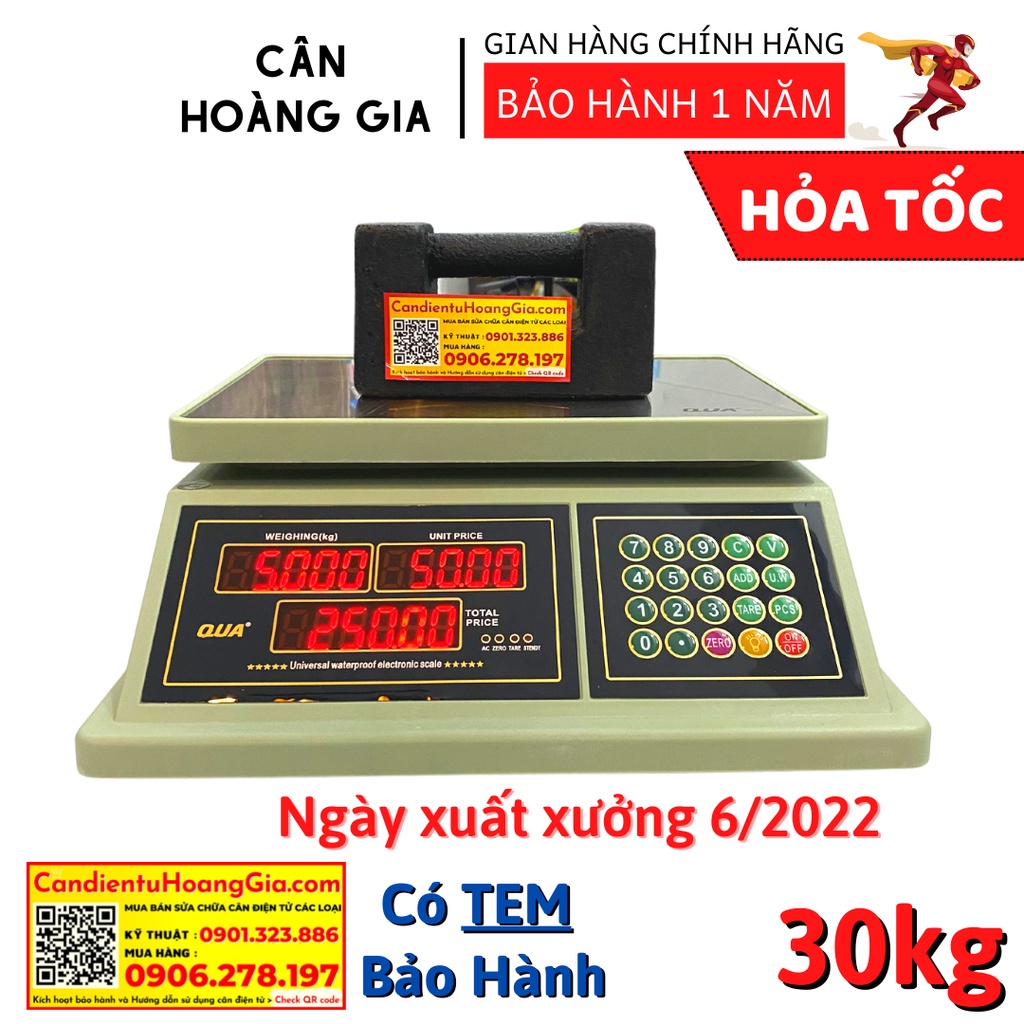 Cân điện tử 30kg Cân Tính Tiền Chống Nước Loại Cao Cấp - QUA832