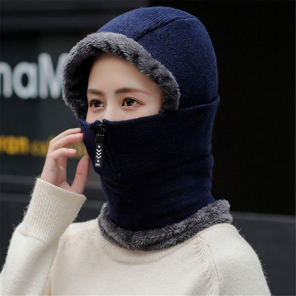 Mũ Dệt Kim Phối Lông Thú Khoá Kéo