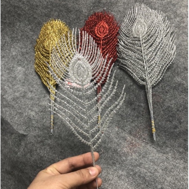Sỉ lông công kim tuyến trang trí Noel, oản tài lộc,giỏ quà