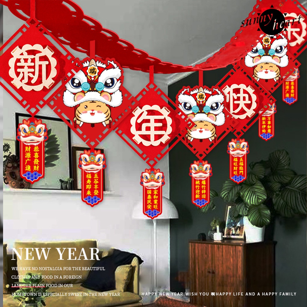 Sy.q 1 Set Dây Cờ Treo Trang Trí Năm Mới Bằng Vải Nỉ